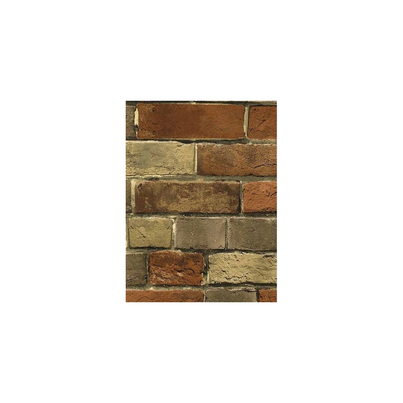 Wallpaper Faux Smooth Rust Tuscan Brick Wall, Looks Real Up!