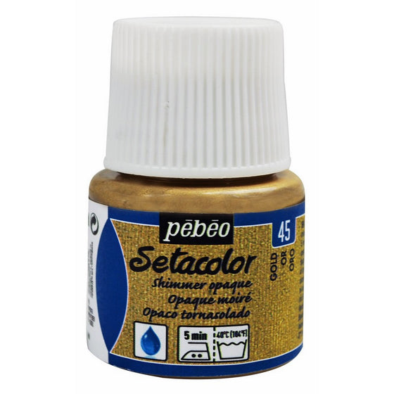 Pebeo Setacolor Opaque Fabric Paint 45-Milliliter Bottle, Shimmer Gold