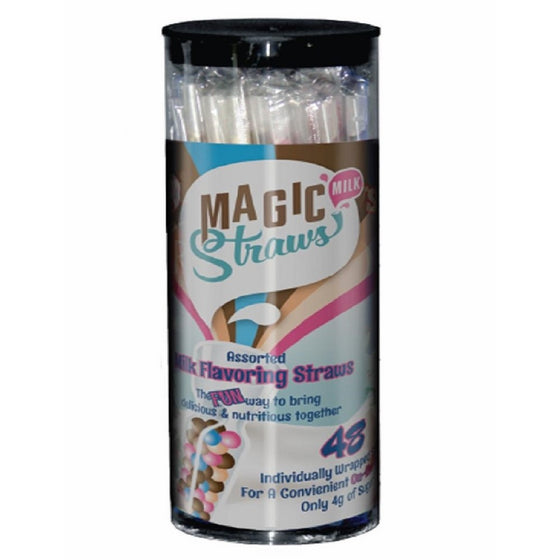 Milk Magic, Milk Flavoring Straws, Variety Pack, 48 Ct, Possible Flavors, Chocolate, Strawberry, Vanilla Milkshake, Cookies & Cream, Strawberry Banana, Wild Berry, Orange Cream, Banana, and Chocolate Peanut Butter