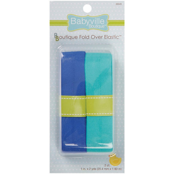 Babyville Boutique Fold Over Elastic, Solid Blue and Solid Turquoise