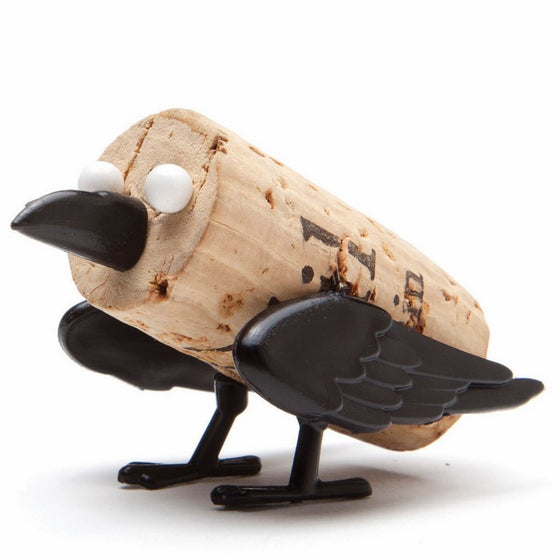 Wine Accessories - Corkers Animals Crow - Character Pins For Wine Cork - Unique Packaging Hangs On Wine Bottle by Monkey Business