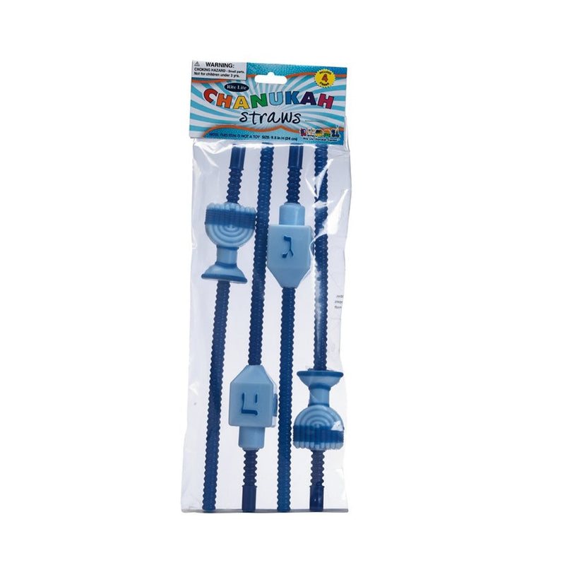 Rite-Lite Judaica Chanukah Straws with Draydels and Menorahs, Set of 4