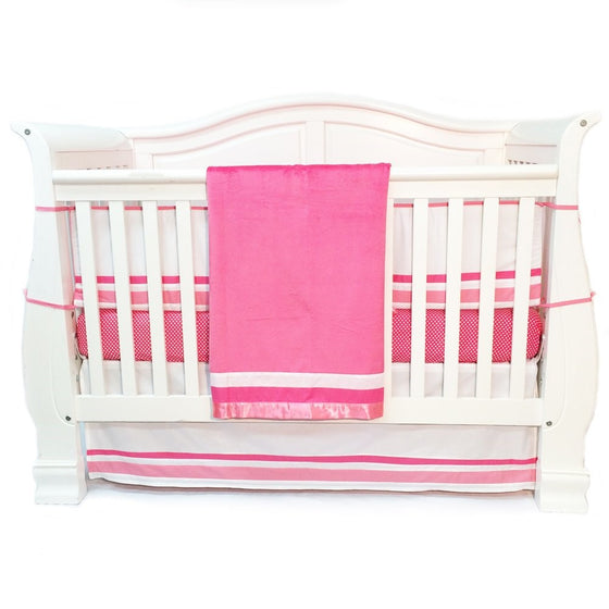 One Grace Place Simplicity Infant Crib Bedding Set, Hot Pink/White, 4 Piece