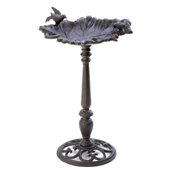 Free Standing Forest Frolic Scroll Base Outdoor Bird Bath