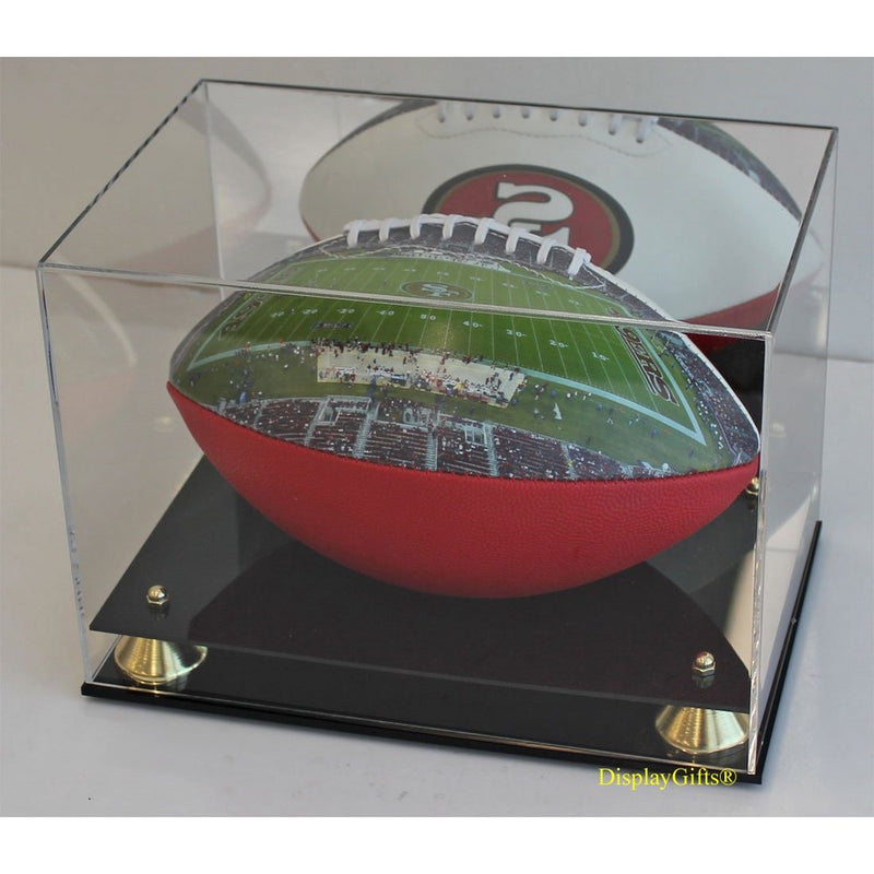 DisplayGifts Full Size Football Display Case Stand, UV Protection