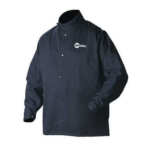 Welding Jacket, Navy, Cotton/Nylon, 2XL