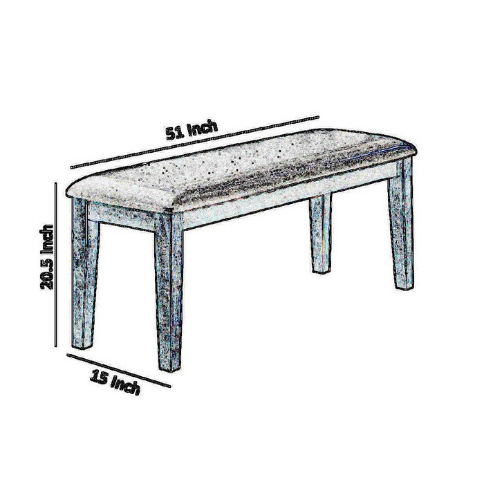 Rectangular Bench with Leatherette Seat and Chamfered Legs, Black and Brown - BM215442