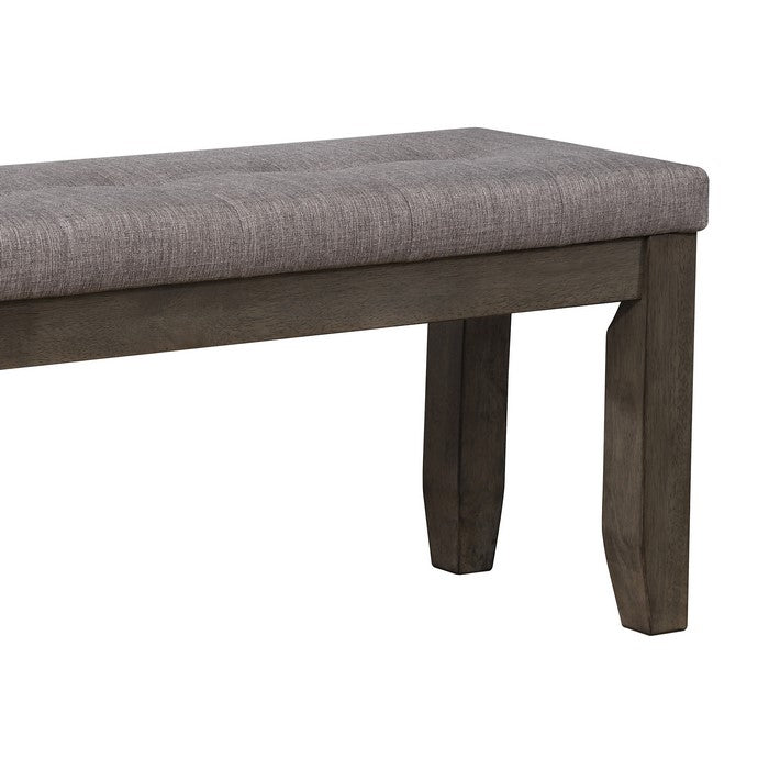 Two Tone Rectangular Bench with Fabric Upholstered Seat, Brown and Gray