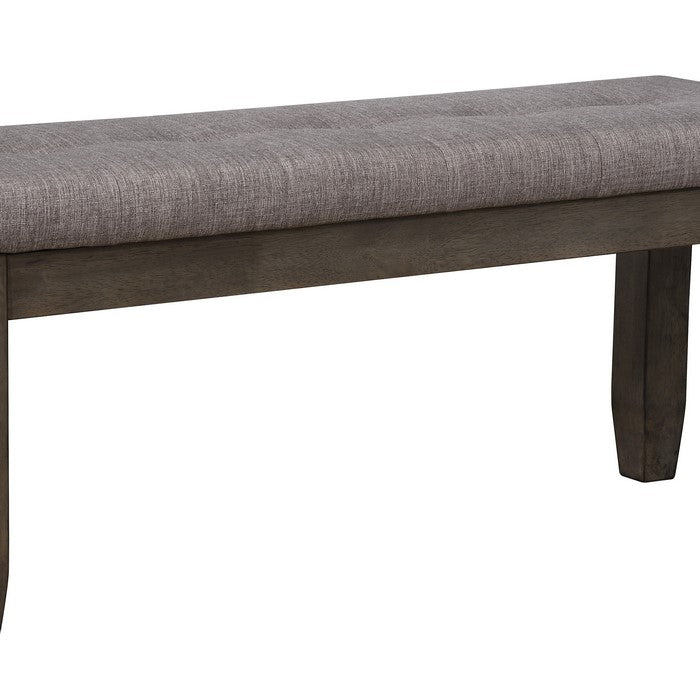 Two Tone Rectangular Bench with Fabric Upholstered Seat, Brown and Gray
