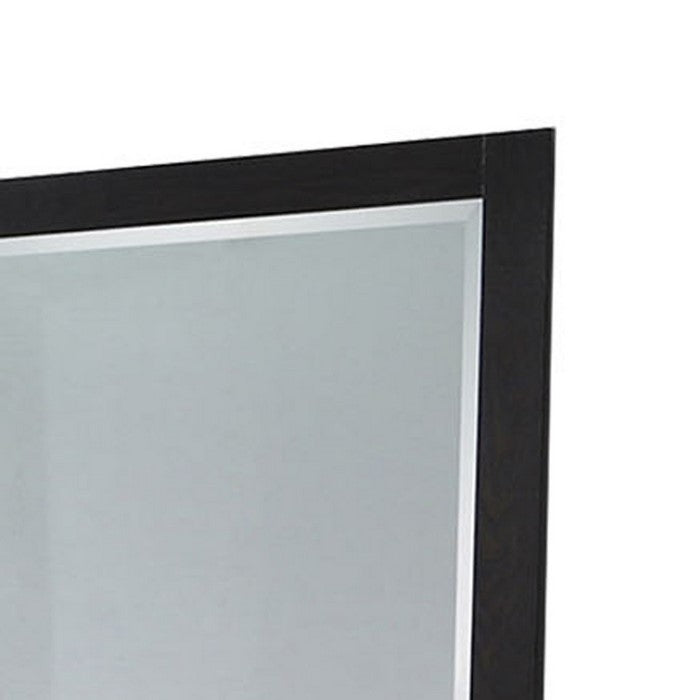 Rectangular Dresser Top Beveled Mirror with Wooden Frame, Black and Silver