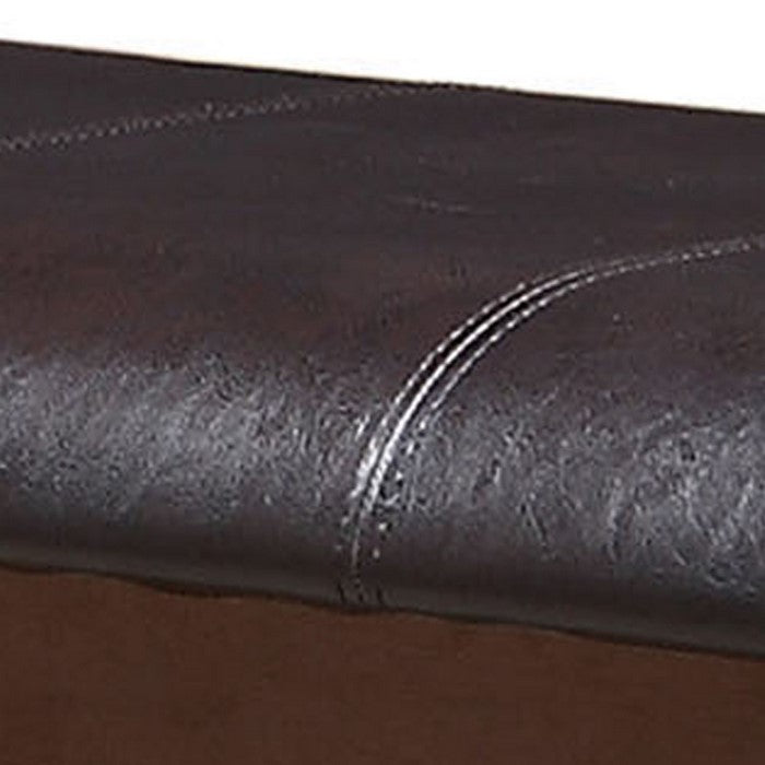 Wooden Counter Height Bench with Leatherette Seat, Brown