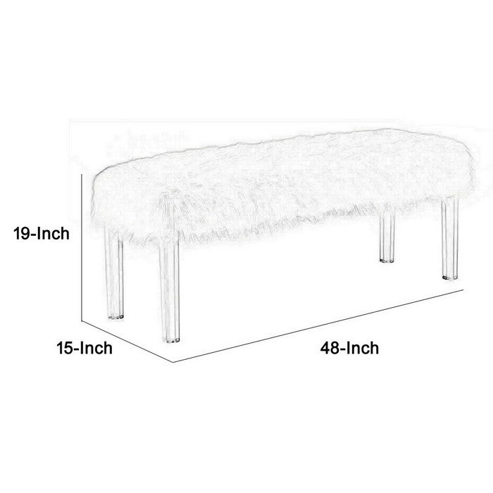 Button Tufted Fabric Upholstered Bench with Nailhead Trims, Brown and Gray