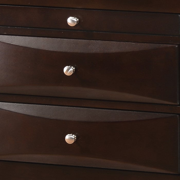 Wooden Nightstand with Two Drawers and Pull Out Tray, Walnut Brown