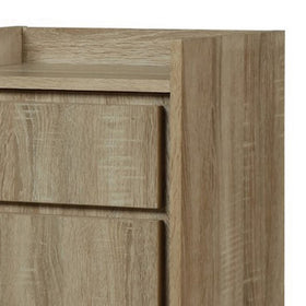 1 Compartment Wooden Nightstand with False 2 Drawer Front, Brown