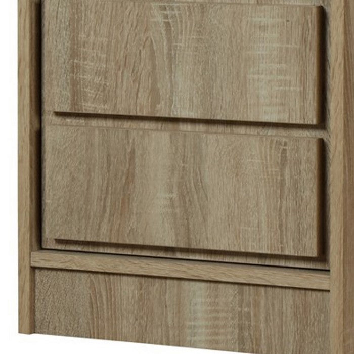 1 Compartment Wooden Nightstand with False 2 Drawer Front, Brown