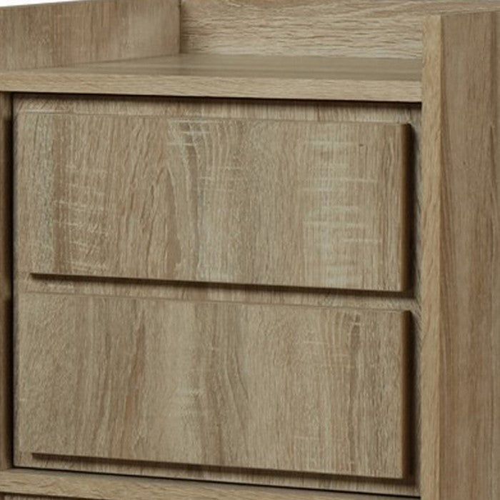1 Compartment Wooden Nightstand with False 2 Drawer Front, Brown