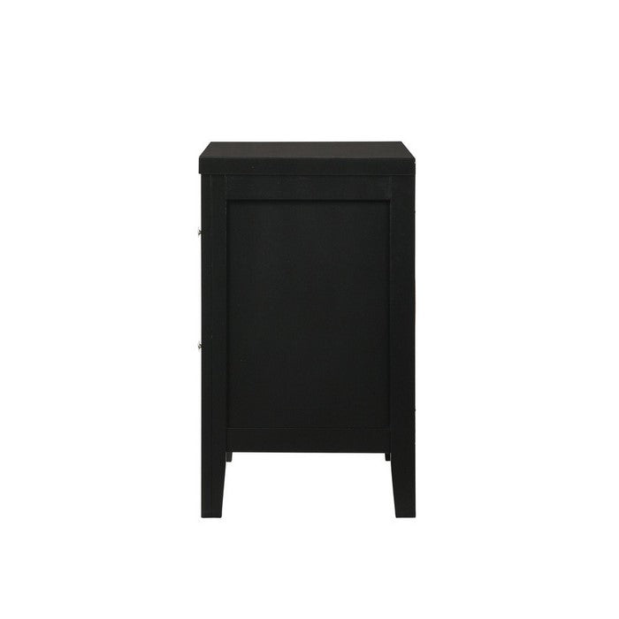 2 Drawer Transitional Style Nightstand with Metal Knob Pulls, Black