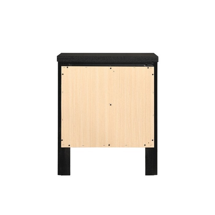 2 Drawer Transitional Style Nightstand with Metal Knob Pulls, Black