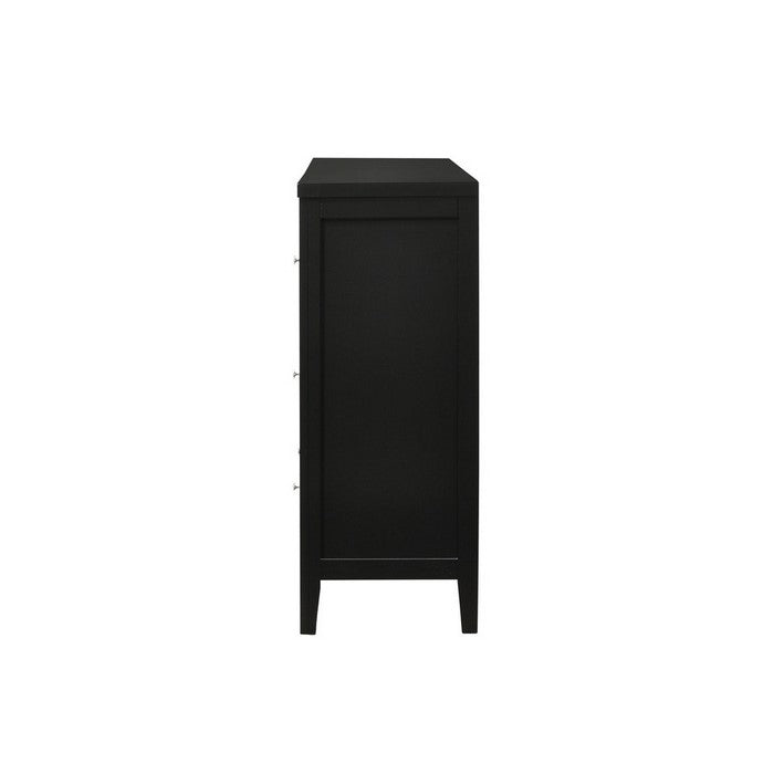 6 Drawer Transitional Dresser with Round Knob and Clipped Feet, Black