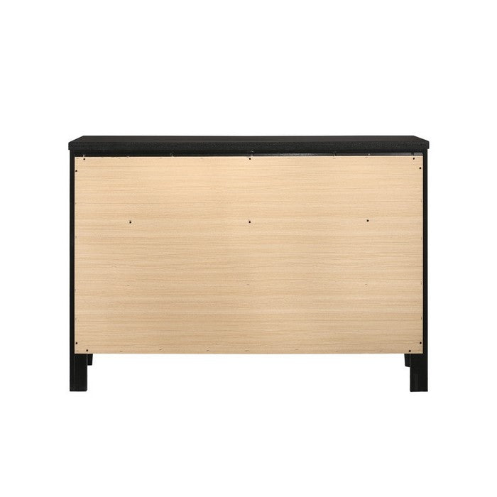 6 Drawer Transitional Dresser with Round Knob and Clipped Feet, Black
