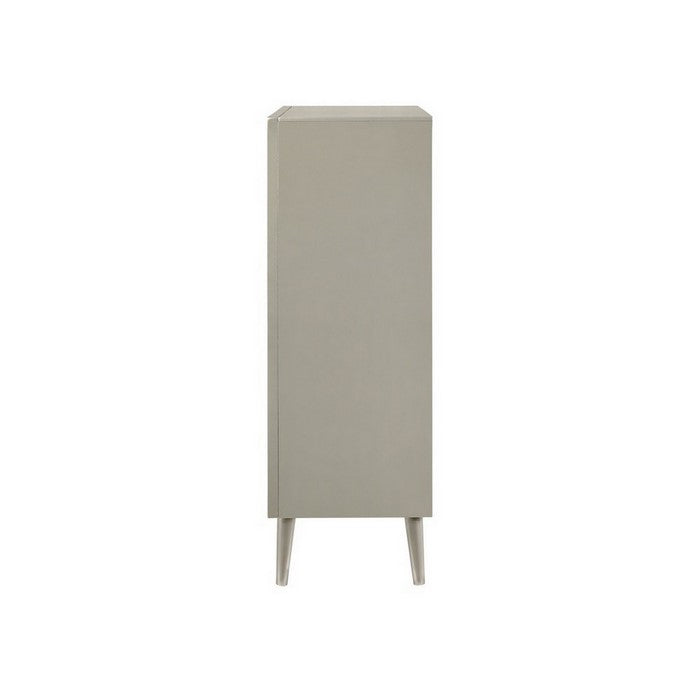 5 Drawer Contemporary Chest with Bar Handles and Splayed Legs, Silver