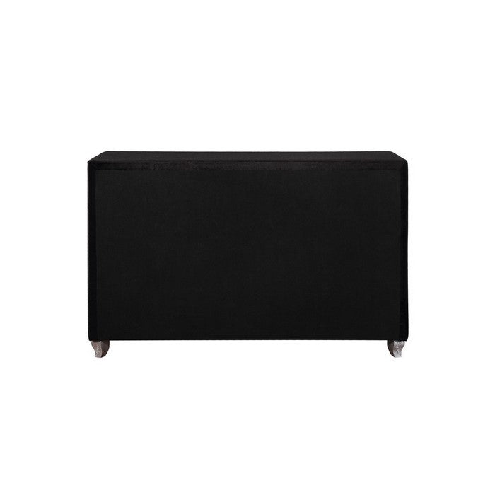 Fabric Upholstered Wooden Dresser with Seven Drawers, Black