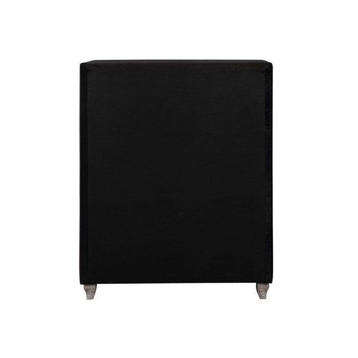 Fabric Upholstered Wooden Chest with Five Drawers, Black