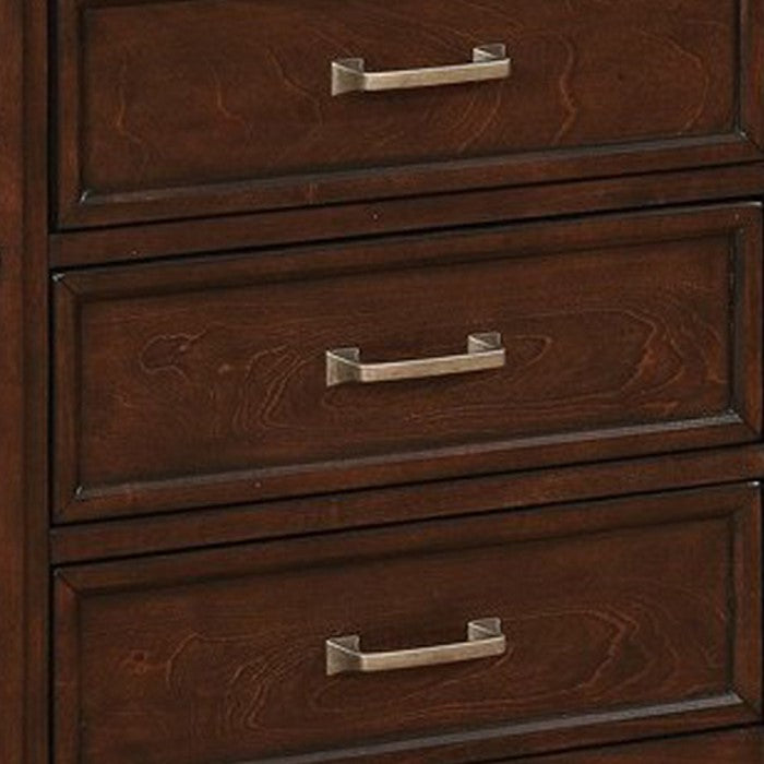 Wooden Nightstand with Three Storage Drawers and Grain Details, Brown