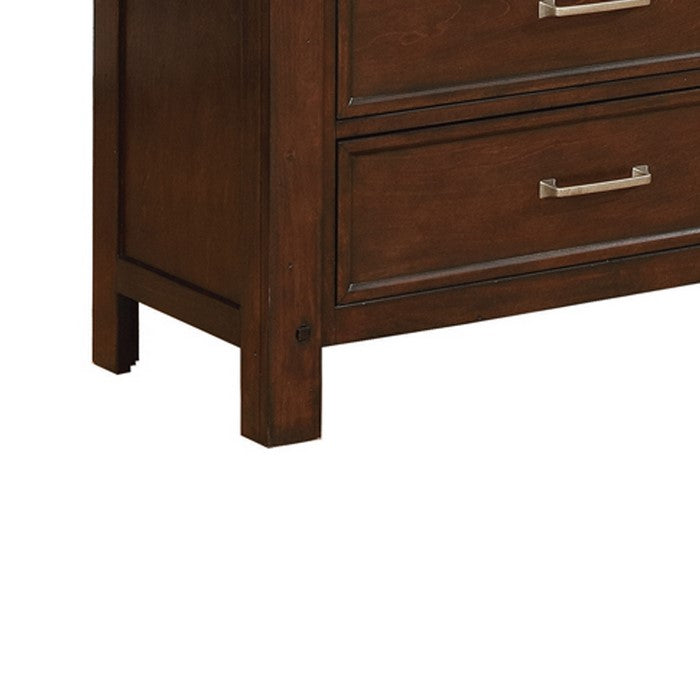 Wooden Dresser with Nine Spacious Drawers and Grain Details, Brown