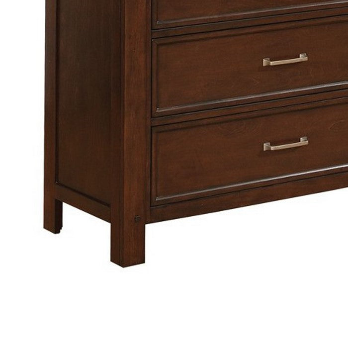 Wooden Chest with Eight Spacious Drawers and Grain Details, Brown