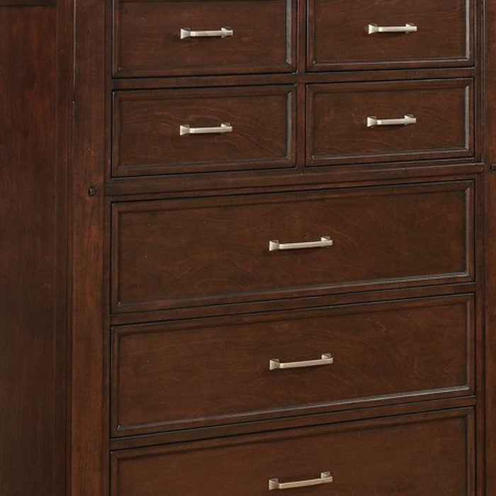 Wooden Chest with Eight Spacious Drawers and Grain Details, Brown