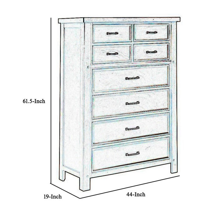 Wooden Chest with Eight Spacious Drawers and Grain Details, Brown