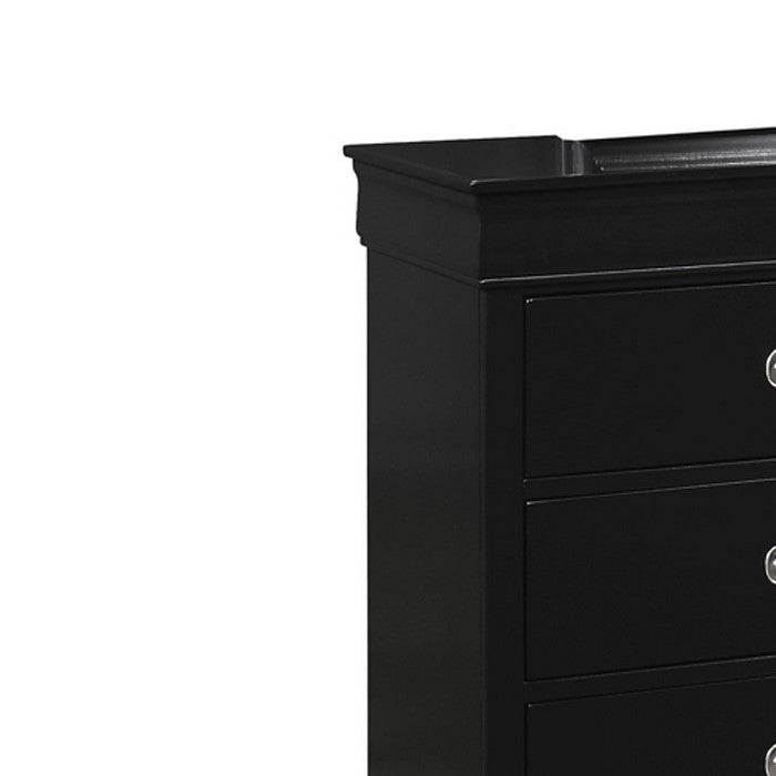 Wooden Dresser with Six Drawers and Bracket Feet, Black