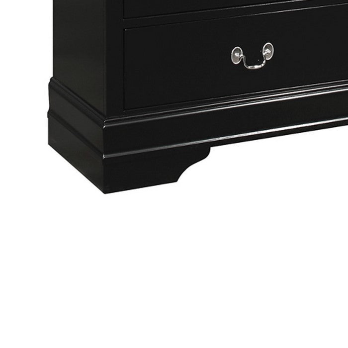 Wooden Dresser with Six Drawers and Bracket Feet, Black