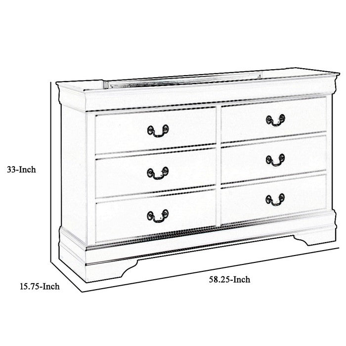 Wooden Dresser with Six Drawers and Bracket Feet, Black