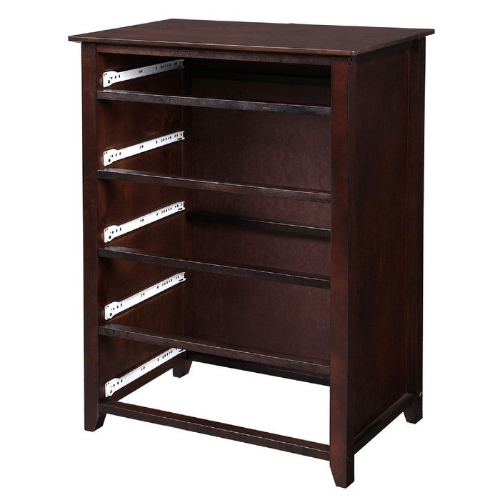 5 Drawers Wooden Frame Chest with Chamfered Legs, Cherry Brown