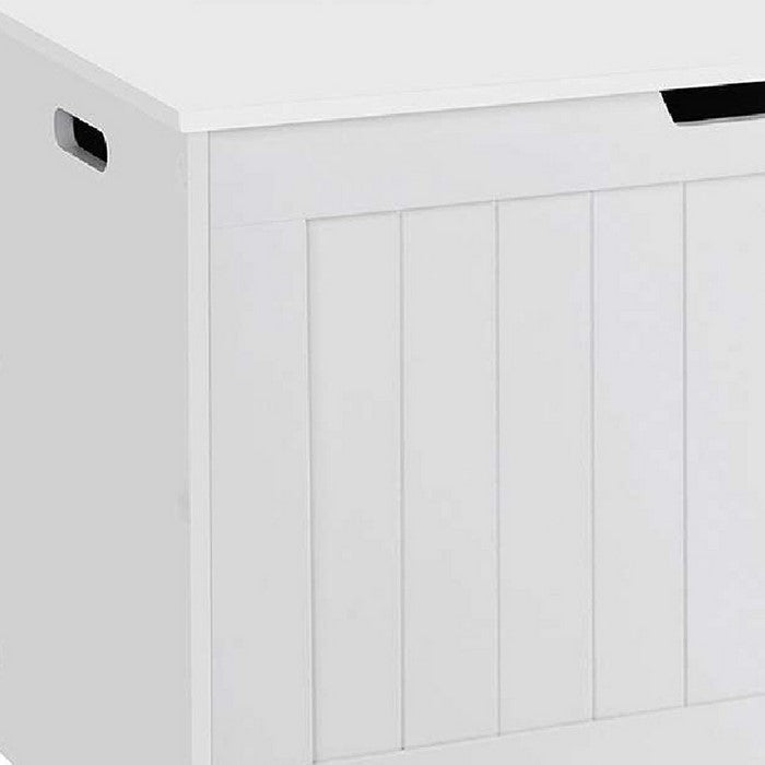 Plank Style Entryway Storage Chest with Lift Top Opening, White