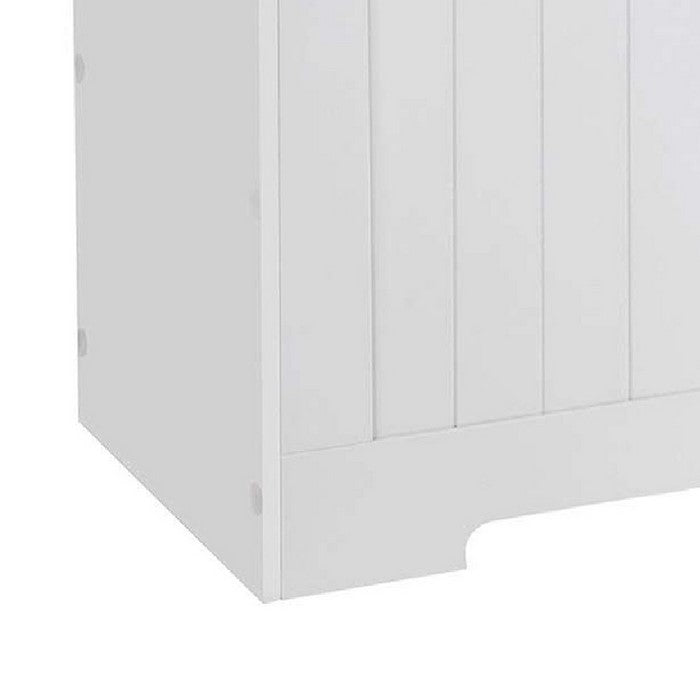 Plank Style Entryway Storage Chest with Lift Top Opening, White