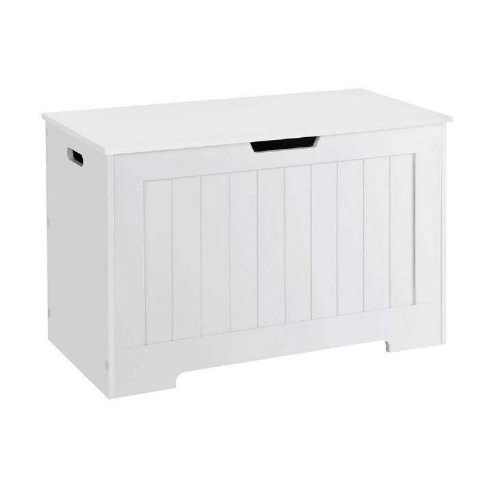 Plank Style Entryway Storage Chest with Lift Top Opening, White