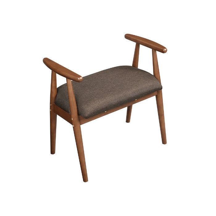 Wooden Frame Shoe Bench with Padded Seat and Splayed Legs, Saddle Brown