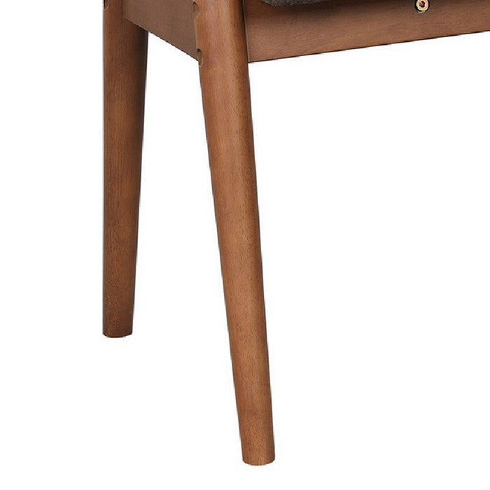 Wooden Frame Shoe Bench with Padded Seat and Splayed Legs, Saddle Brown