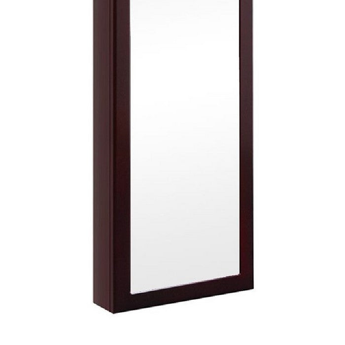 Jewelry Organizer Cabinet with Felt Lining and Multiple Hooks, Brown