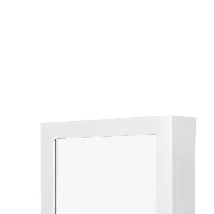 Wall Mounted Jewelry Armoire Cabinet with Multiple Hooks, White