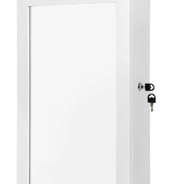 Wall Mounted Jewelry Armoire Cabinet with Multiple Hooks, White
