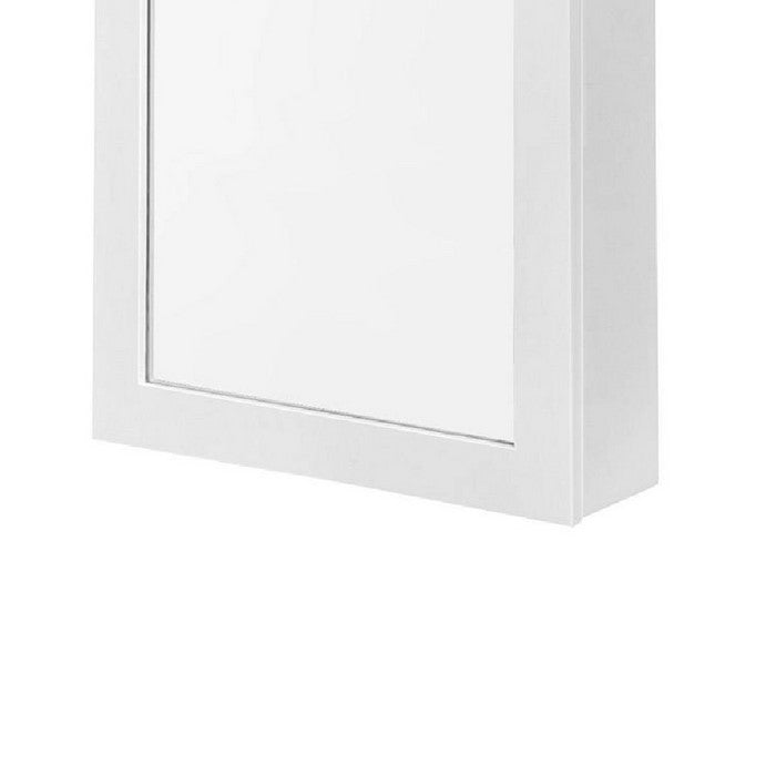 Wall Mounted Jewelry Armoire Cabinet with Multiple Hooks, White