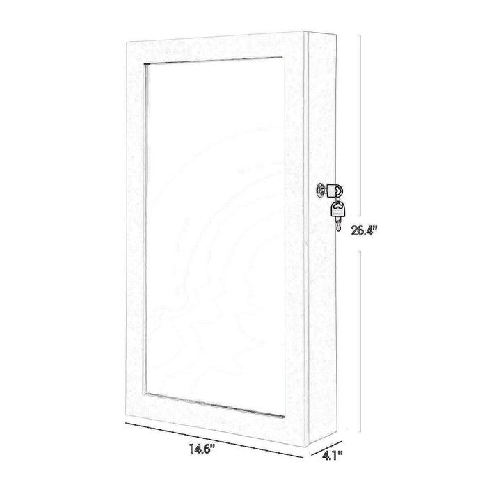 Wall Mounted Jewelry Armoire Cabinet with Multiple Hooks, White