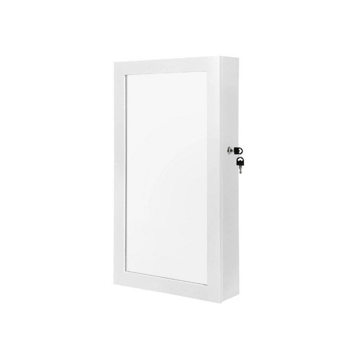 Wall Mounted Jewelry Armoire Cabinet with Multiple Hooks, White
