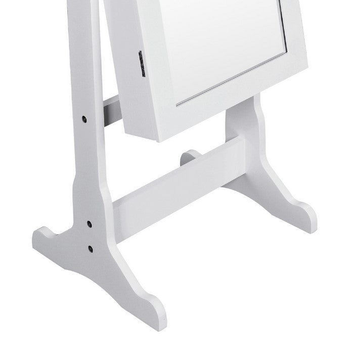 Jewelry Organizer Cabinet with Felt Lining and Multiple Hooks, White