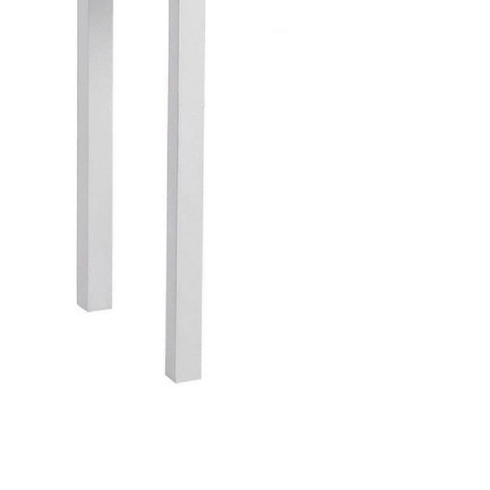 Wooden Frame Vanity Set with Padded Stool and Drop Down Mirror, White