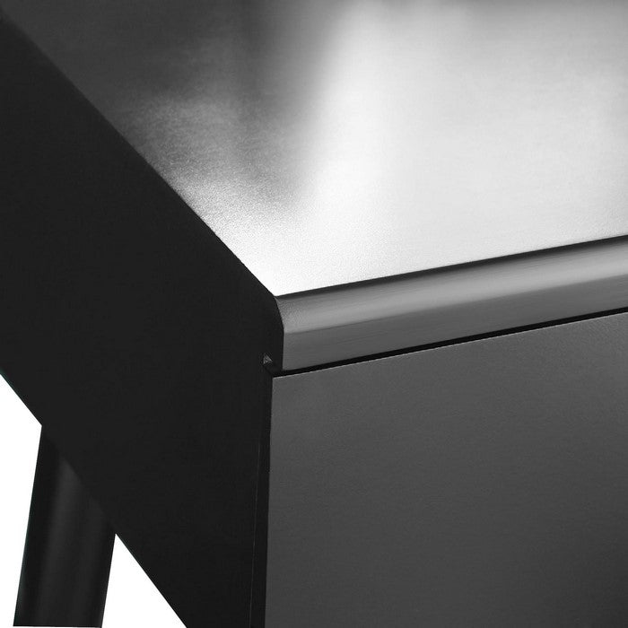 Wooden Frame Vanity Set with Padded Stool and LED Trim on Mirror, Black